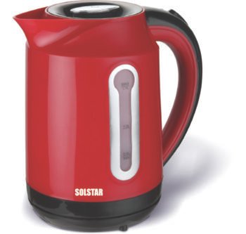 Solstar KJ 1737A-RDB SS 1.7L Electric Kettle 2200W Red with Concealed Heating Element and 360° Cordless Rotation Base