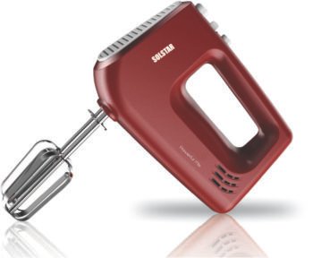 Solstar MH 3007A-RDB SS Hand Mixer – 300W, 5-Speed Settings, Stainless Steel Beaters, Red