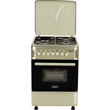 Solstar 3-Burner Gas Cooker with Electric Oven, Rotisserie, and Metal Lid – Stainless Steel