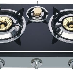 SOLSTAR GBG-3SS 3 Gas Burners Table Glass Top Cooker